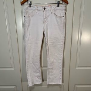 Pilcro and the letterpress No 29 STET cropped frayed bottom white jeans